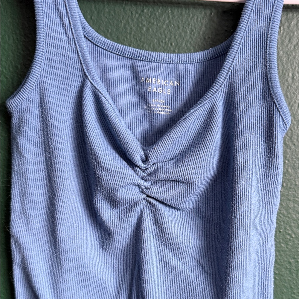 Blue Rouched Tank Top - Picture 4 of 5